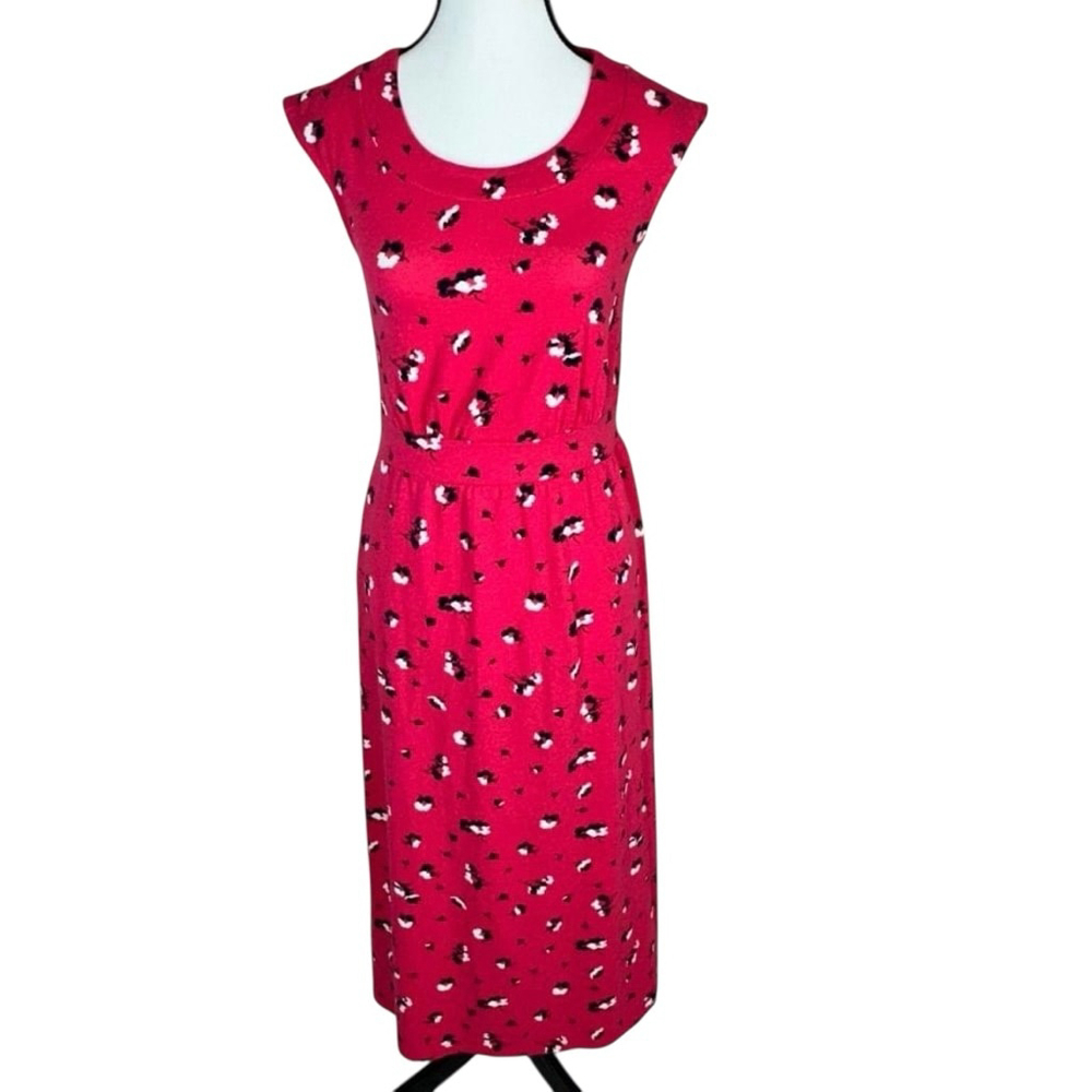 Joules Pink Floral Midi Dress Size 2 - Picture 2 of 11